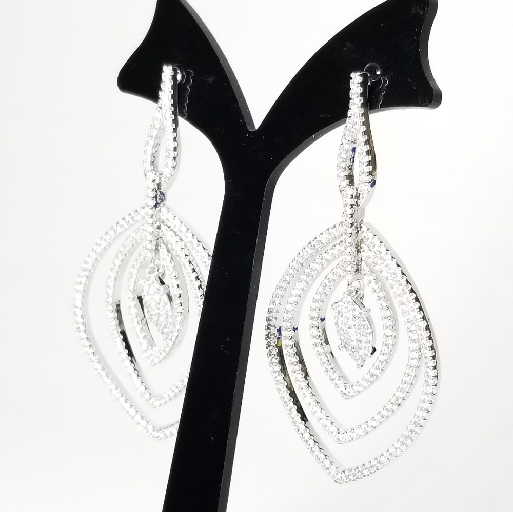 NEW Glam Bling Pave CZ Earrings - Picture 5 of 7